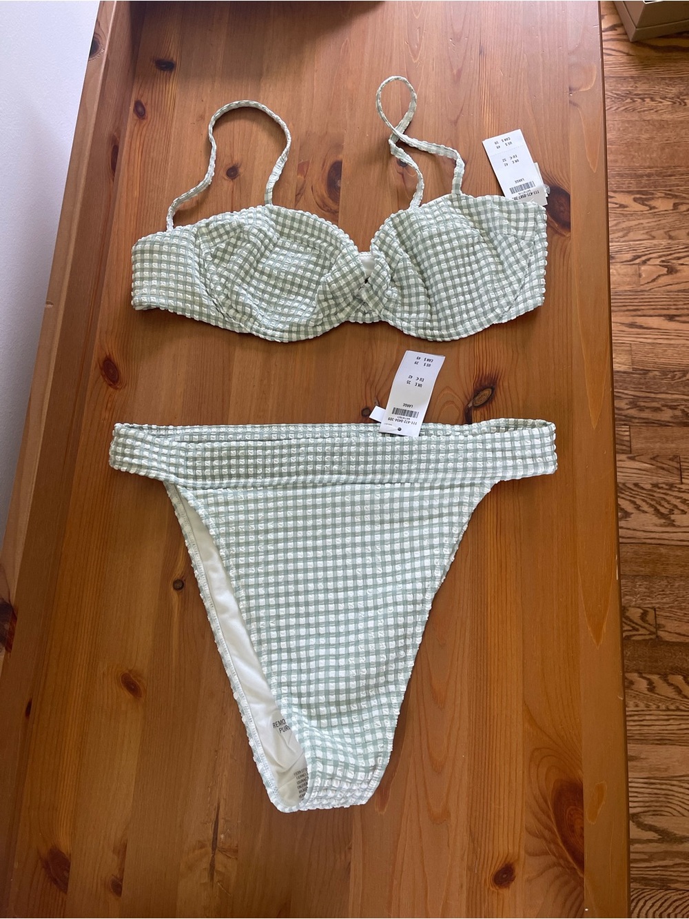 Abercrombie & Fitch Sage Green Gingham Bikini Set